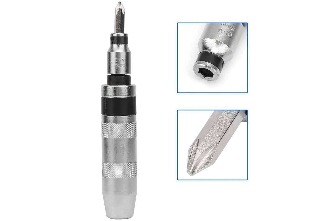 Set Cacciavite A Percussione 16 Pezzi - Con Punte Piatte, A Croce Ed Esagonali - Ideale Per Viti Bloccate O Arrugginite - Foto 3