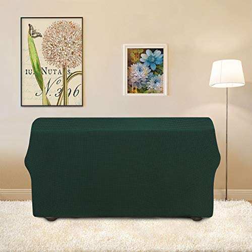 Image of Easy-Going Stretch Loveseat Slipcover 1-Piece Sofa Cover Furniture Protector Couch Soft with Elastic Bottom for Kids Polyester Spandex Jacquard Fabric Small Checks (Loveseat, Dark Green)
