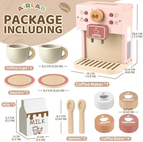 Wooden Coffee Toys Pretend Play Toddler and Wooden Tea Sets for Toddlers 3-5 image 5