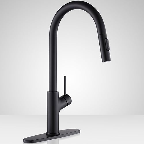 Achelous Grifo de cocina negro con rociador de acoplamiento magnético extraíble grifos de fregadero de cocina de acero inoxidable montaje de