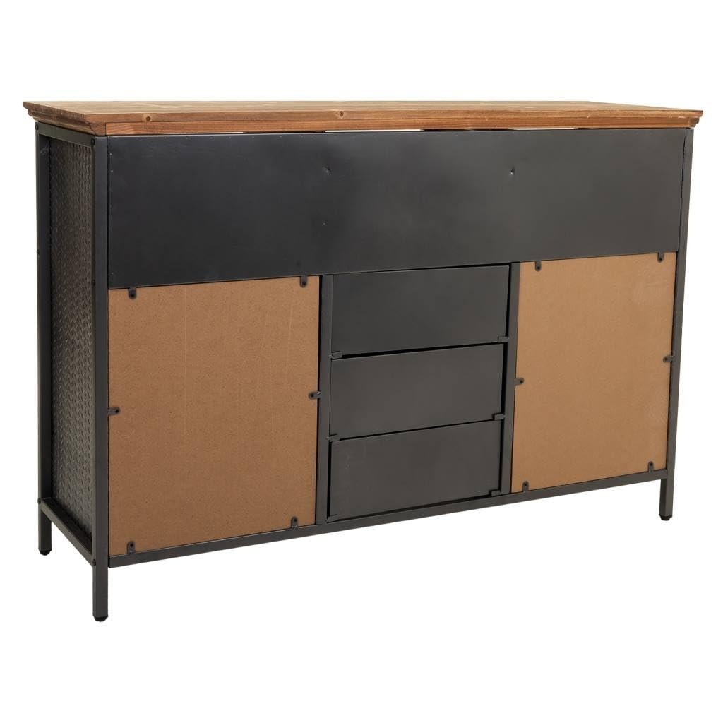 WANDERLUST DECO Aparador de Metal y Madera Negro 121,5x36x82,5