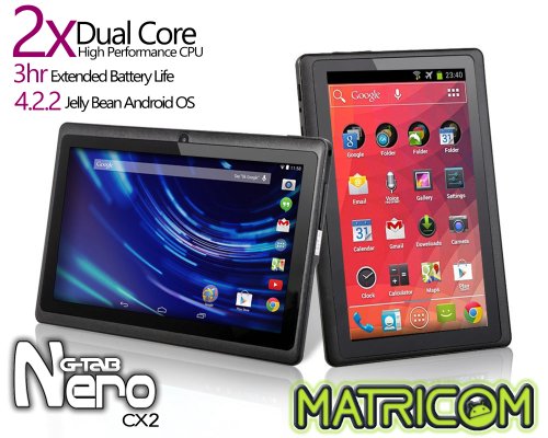 Matricom G-Tab Nero CX2 - Dual Core Android Tablet PC (7-inch, Wi-Fi, Rockchip Dual Core, 2014 Model) [Black]