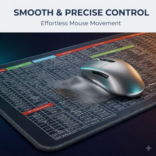 Image of EliteWiz Shortcut Key Extended Mouse Pad 800x300mm | 3mm Thick, Non-Slip Rubber Base, Stitched Edges, Water Resistant, Keyboard Shortcut Design