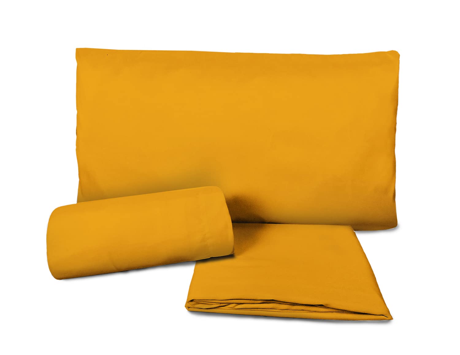 Banzaii Completo Lenzuolo Matrimoniale, Giallo 100% Microfibra Made in Italy, Lenzuolo Sopra 240 x 290 cm, Lenzuolo Sotto 160/170 x 190/200 x 25 cm, 2 Federe 52 x 82 cm