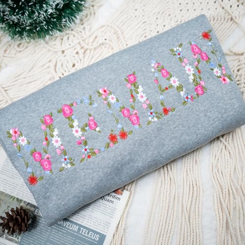 Embroidery Floral Memaw Sweatshirts For Grandma Gift Sweatshirt From Grandkids Flower Gift Mothers Day Christmas2