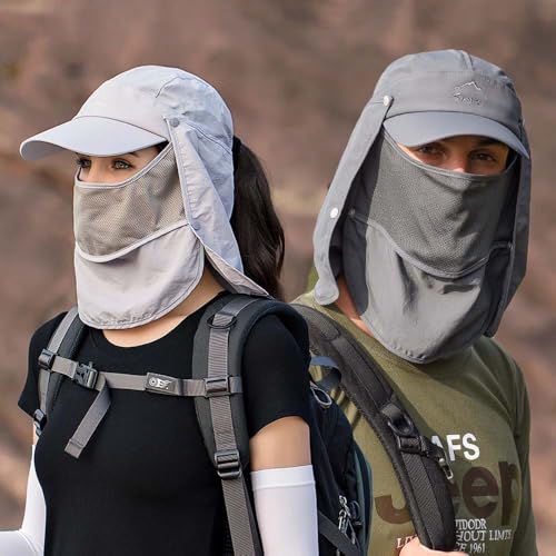 Sombrero de pesca multifuncional con cubierta facial y ala ancha miniatura 6