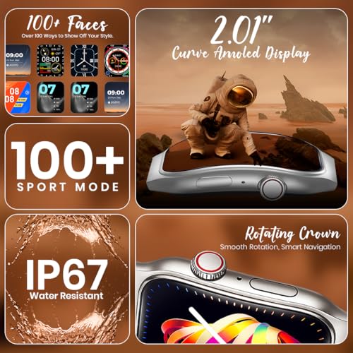 Image of GameSir Fitrivo Silver Dial Smart Watch Combo 2.01 inch AMOLED Display with 4 Straps, Bluetooth Calling, IP67, Crown Control, 100+ Sports Modes, SPO₂ & Health Tracking, for Men & Women (Silver Dial)