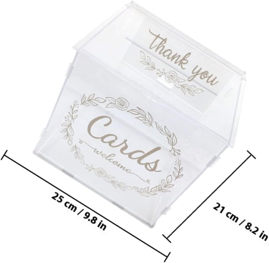 SHINEOFI Acrylic Wedding Card Box with Lock DIY Money Envelope Holder for Reception and Keepsake Storage Large White Patterned Multi-use Card and Cash Organizer for Parties and Celebrations