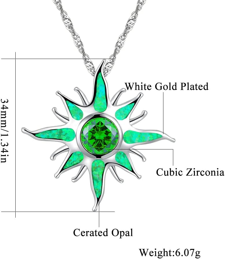 CiNily Created Orange Fire Opal Orange Garnet Rhodium Plated Women Jewelry Gemstone Pendant Necklace 1 1/4" - Image 4