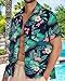Mens Hawaiian Shirt Short Sleeve Summer Beach Casual Tops Button Down T Shirts with Pocket(Green Flamingo,XL)