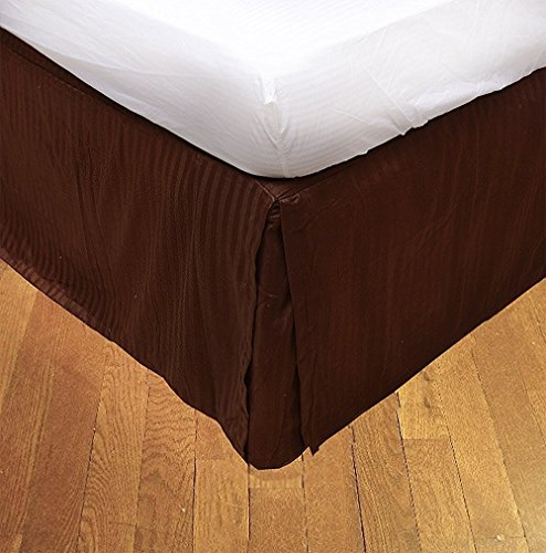 Laxlinen Super Quality 100% Egyptian Cotton 1Pc Bed-Skirt 15 Inch Extra Deep Pocket Three Quarter/Small Double/Antiquebed, Chocalate/Brown Stripe 600-Thread Count #TOP14