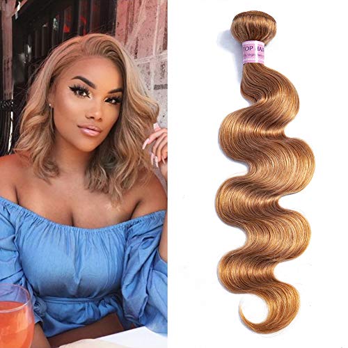 Valentines Day Gifts Aigemei Peruvian Virgin Hair Body Wave Honey Blonde 1 Bundle 100% Unprocessed Body Wavy Human Hair Extensions(12 Inch,Honey Blonde Color 27)