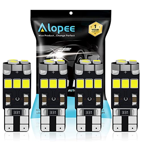 ALOPEE 4PCS 194 LED Bulb White, T10 LED Bulb 9SMD 2835 Chips, 168 LED Bulb, 921 2825 LED Bulb W5W 158 501 LED Error Free Light for Car Dome Map Door Instrument License Plate Light Marker Light DC 12V