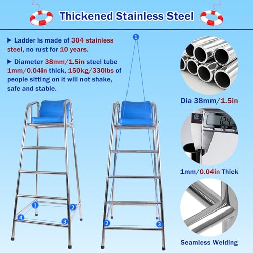 Silla de Salvavidas para Piscina, Estructura Acero Inoxidable miniatura 3