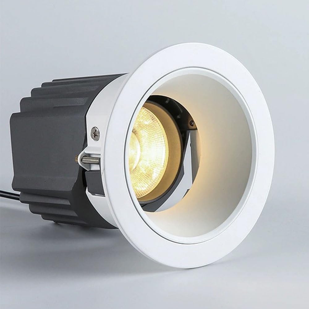 Reflektor wpuszczany 15W/18W/24W COB z powłoką przeciwodblaskową, lampa sufitowa do centrum handlowego Hotel Lobby Club Mall(Black(3000K warm light),24W)