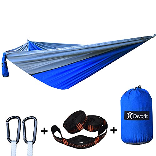 Favofit Portable Single Camping Hammock with Straps, Blue