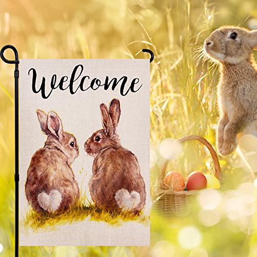 Ogiselestyle Welcome Rabbit Garden Flag Vertical Double Sided, Spring Easter Bunny Holiday Yard Outdoor Decoration 12.5 X 18 Inch thumb #4