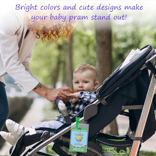 2pcs Autism Safety Card, Customized Text Warning Cards with Waterproof Transparent Card Sleeves, writable Panels,and Autism Medical Identity Labels for Truck/Stroller Equipment (Green/Light Blue)
