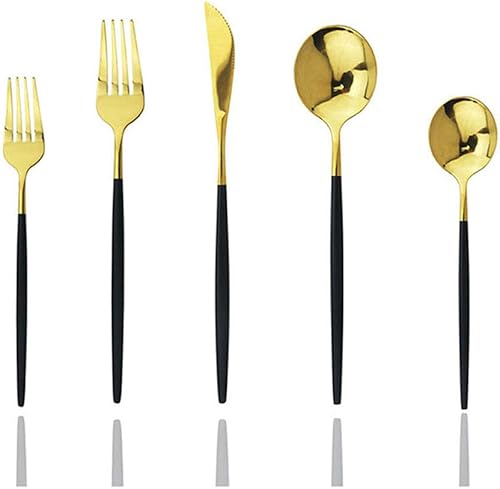 JASHII - Juego de cubiertos de acero inoxidable con acabado satinado de 20 piezas, juego de utensilios de cocina, juego de cubiertos pulidos con