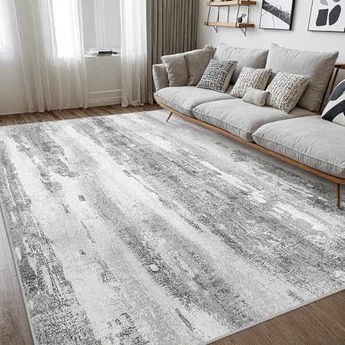 Area Rugs 6x9 for Living Room Bedroom Machine Washable Large Gray Area Rug Abstract Soft Throw Rug, Indoor Floor Cover, Lightweight Non Slip Backing Thin Rug