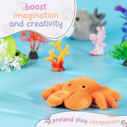 Forest & Twelfth Stuffed Crab, Single Mini Stuffed Animal Plush Toy for Kids, Ocean Party Favors and Goody Bags, Classroom Treasure Box Prizes, Stocking Stuffers (Crab)