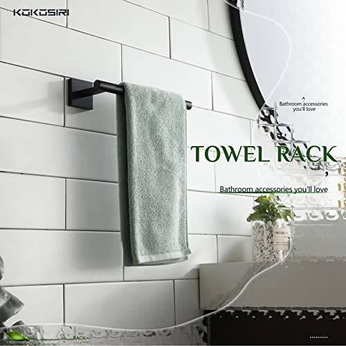 Image of KOKOSIRI Towel Bar Matte Black Bathroom Hardware Hand Towel Rails Wall Mounted Kitchen Toilet Cabinet Paper Holder, Stainless Steel B3008BK