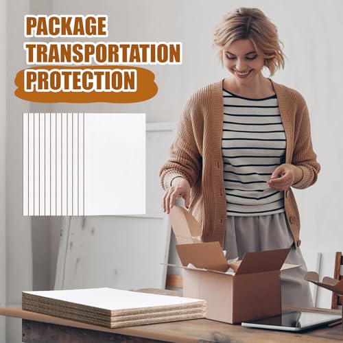 Image of Feifeiya 15 Pack Corrugated Cardboard Sheets 24 x 36 Inch White Flat Craft Board Packaging Inserts Large Poster Board Signs for Shipping Packing Mailing Crafts, 0.07 Inch Thick