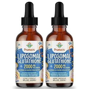 Prunucis 2000MG Liposomal Glutathione Liquid, 98% Absorption, Active Form L-Glutathione Supplement, Vegan Friendly, Powerful Antioxidant Complex for Immune System, Aging Defense, Detox, 4 FL.OZ