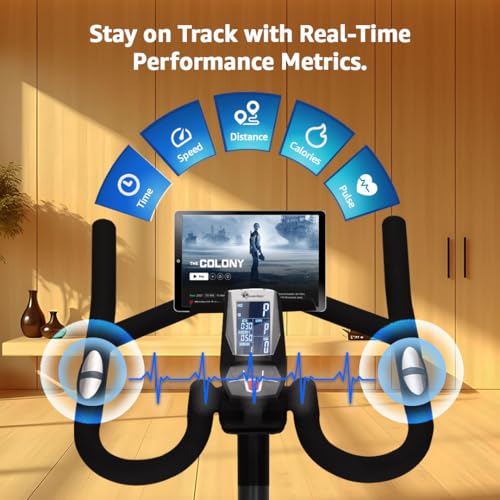 Image of PowerMax Fitness BS-2070C Semi-Commercial Exercise Magnetic Resistance Spin Bike for Home Gym |18kg Flywheel, Max User 170kg, 2pcs Crank, LCD Display, Adjustable Foot Strap and Seat, Heart Rate Sensor