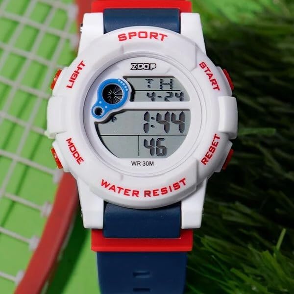 Image of Zoop Digital Watch with White Case, Digital Dial & Blue Strap for Boys Kids, from House of Titan - 16050PP01W