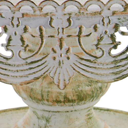 Deco 79 Metal Cake Stand With Lace Inspired Edge, 22" X 22" X 10", White #TOP5