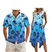 YECARYPOD Blue Palm Tree Husband and Wife Couple Set Hawaiian Shirt for Men Summer Dress for Women Matching Couples Beach Holiday Casual T-Shirt and Sleeveless Dress Travel Outfits