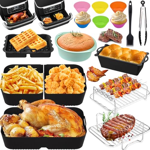 Heißluftfritteuse Zubehör für Ninja Foodi Flexdrawer 10,4L AF500EU, Airfryer Zubehör COSORI 10L Silikonform, Airfryer Silikon Einsatz mit Weiteres Dual Ninja Airfryer Zubehör