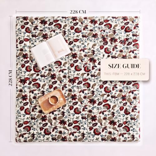 Image of SANMARINO Luxury Flannel Quilted Comforter for Double Bed | Ultra Soft Plush Razai with Modern Floral Design | Fuffly, Cozy All Season Blanket for Mild & Heavy Winter |220x230 cm,Cream & Maroon