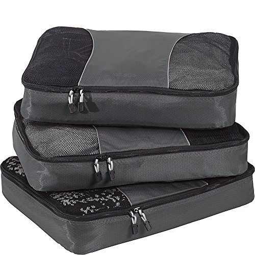 eBags Large Classic Packing Cubes for Travel - 3pc Set - (Titanium)