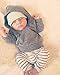 Newborn Baby Boys Warm Hoodie T-Shirt Top + Striped Pants Outfits Set Kids Clothes (0-6 Months, Gray)