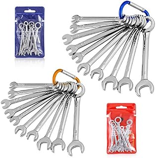 HELAKLS 20-Piece Mini Combination Wrench Set Metric SAE Open Box Ended Small Standard Spanner for Assembling Furniture Equipment With Portable Storage Pouch