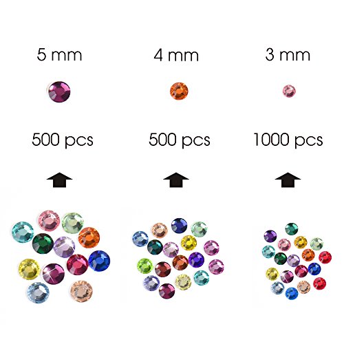 Wxj13 3 Sizes Flatback Rhinestones Mixed Colors Resin Round Crystal, 2000 Pieces #TOP1