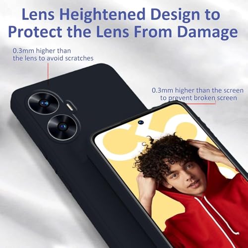 Image of for [ Realme C55 5G / Narzo N55 5G ] Liquid Silicone Back Case Cover Flexible |Inner Lining| with Camera Protection Back Cover for [ Realme C55 5G / Narzo N55 5G ] - Black