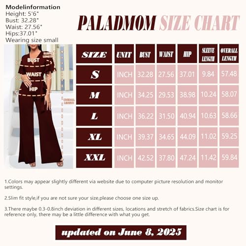 Image of PaladMom Womens Elegant Plus Size Jumpsuits Sexy Back zipper Short Sleeve Mid Waist Wide Leg Straight Rompers