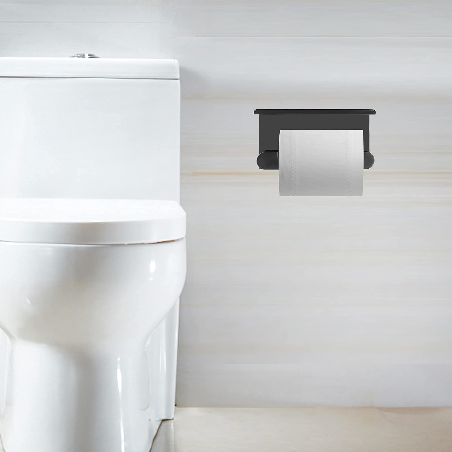 CERETIA Toilet Paper Holder with Phone Shelf SUS304 Stainless Steel Wall Mounted Toilet Paper Roll Holder with Shelf, Wall-Mounted with Screws for Bathroom : Tools & Home Improvement