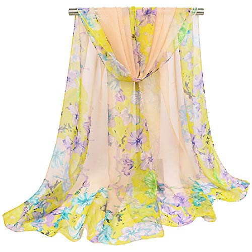 AliceLife Scarfs for Women Lightweight Print Floral Pattern Scarf Shawl Fashion Scarves Sunscreen Shawls (Daisy&Camel)2