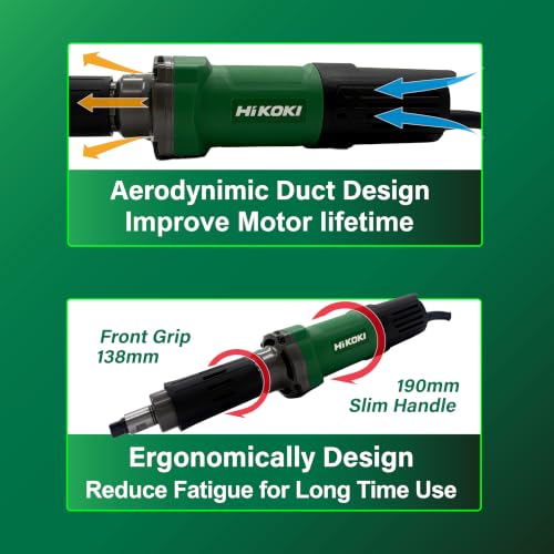 Image of HIKOKI GP3SBS9Z Corded Die Grinder 550W | 34000Rpm | 1.81Kg | Back Switch | Black & Green