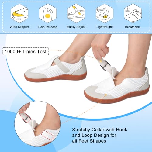 Image of BARERUN Womens Walking Shoes Wide Diabetic Shoes for Women Slip On Barefoot Orthopedic Bunion Neuropathy Arthritis Edema Bunion Sneakers Indoor Outdoor with Zero Drop Rubber Sole