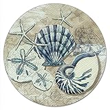 Counterart Tide Pool Shells 4mm Heat Tolerant Tempered Glass Lazy Susan Turntable 13' Diameter Cake Plate Pizza Server