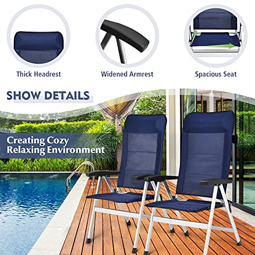 Giantex GT70732NY-2-PO Set Of 2 Patio Chairs, Folding Outdoor Chairs, High Back Recliner thumb #3