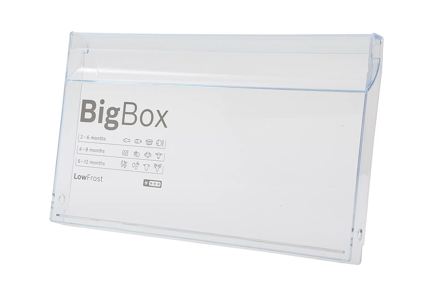 eRicambi® Frontale Sportello Congelatore Intermedio per Frigorifero, Compatibile con Bosch Siemens Neff, Colore Trasparente Big Box per Modelli: KCE KGE KGV KGW