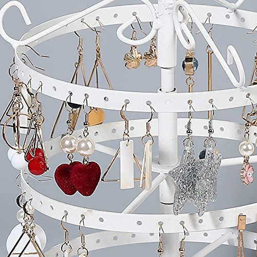 Support de présentation pour boucles d'oreilles rotatif blanc 4 étages