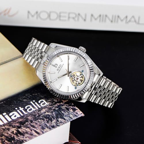 Image of BUREI Men's Classic Luxury Watch Stainless Steel Waterproof Machine Watch Fashion Double Watches Date Sapphire Crystal