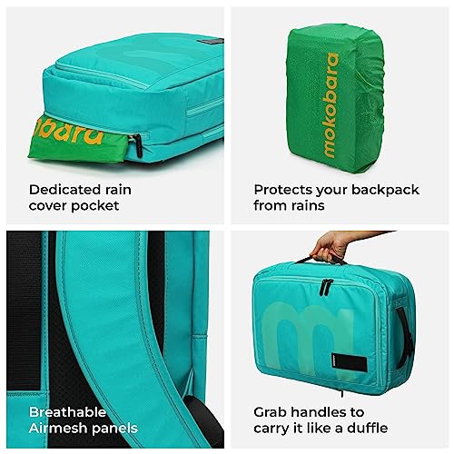 Image of MOKOBARA The Em Duffle Backpack - 32L Premium Outdoor All-Purpose Laptop Backpack With Rain Cover (Seaweed Green) (My Sky)